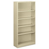 HON Metal Bookcase, Five-Shelf, 34.5w x 12.63d x 71h, Putty