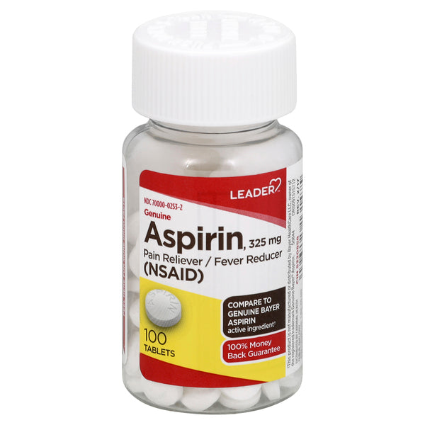 Leader Aspirin, Genuine, 325 Mg Tablets by Pasteur Pharmacy