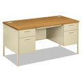 HON Metro Classic Series Double Pedestal Desk, Flush Panel SCS, 60" x 30" x 29.5", Harvest/Putty
