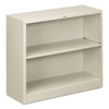 HON Metal Bookcase, Two-Shelf, 34.5w x 12.63d x 29h, Light Gray