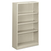 HON Metal Bookcase, Four-Shelf, 34.5w x 12.63d x 59h, Light Gray