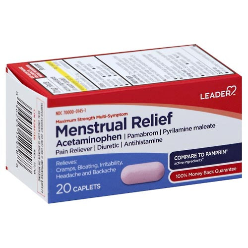 Leader™ Menstrual Relief – Maximum Strength Multi-Symptom (20 Caplets) by Pasteur Pharmacy