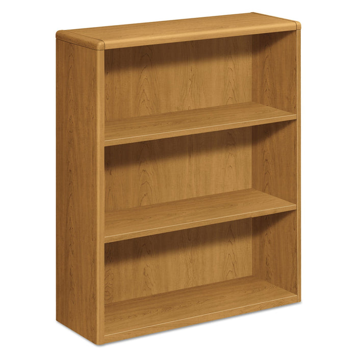 HON 10700 Series Wood Bookcase, Three-Shelf, 36w x 13.13d x 43.38h, Harvest