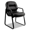 HON Pillow-Soft 2090 Series Guest Arm Chair, Leather, 31.25" x 35.75" x 36", Black