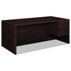 HON 10500 Series "L" Workstation Right Pedestal Desk with 3/4 Height Pedestal, 72" x 36" x 29.5", Mahogany