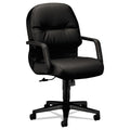 HON Pillow-Soft 2090 Series Leather Managerial Mid-Back Swivel/Tilt Chair, Supports 300 lb, 16.75" to 21.25" Seat Height, Black