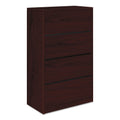 HON 10500 Series Lateral File, 4 Legal/Letter-Size File Drawers, Mahogany, 36" x 20" x 59.13"