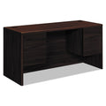 HON 10700 Kneespace Credenza, 3/4 Height Pedestals, 60w x 24d x 29.5h, Mahogany