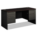 HON 38000 Series Kneespace Credenza, 60w x 24d x 29.5h, Mahogany/Charcoal