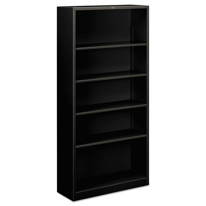HON Metal Bookcase, Five-Shelf, 34.5w x 12.63w x 71h, Black