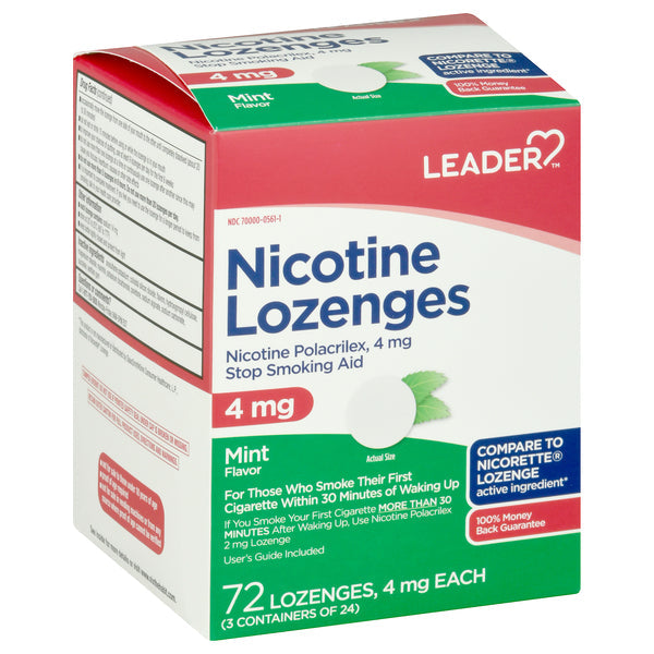 Leader Stop Smoking Aid, 4 Mg, Lozenges, Mint Flavor by Pasteur Pharmacy
