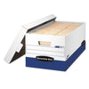 Bankers Box PRESTO Heavy-Duty Storage Boxes, Letter Files, 13" x 25.38" x 10.5", White/Blue, 12/Carton