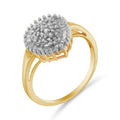 10K Yellow Gold 1/2 Cttw Round & Baguette Cut Diamond Pear Shaped Domed PavÃ© Cluster with Halo Cocktail Ring (J-K Color, I1-I2 Clarity) - Size 4-1/4 by Bids.com