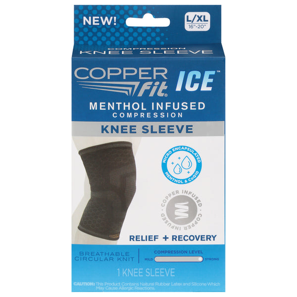 Copper Fit Ice Knee Compression Sleeve Infused With Menthol, Large/XL, Black by Pasteur Pharmacy