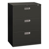 HON Brigade 600 Series Lateral File, 3 Legal/Letter-Size File Drawers, Charcoal, 30" x 18" x 39.13"