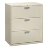HON Brigade 600 Series Lateral File, 3 Legal/Letter-Size File Drawers, Light Gray, 36" x 18" x 39.13"