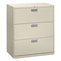 HON Brigade 600 Series Lateral File, 3 Legal/Letter-Size File Drawers, Light Gray, 36" x 18" x 39.13"