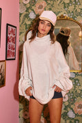 Oversized Mock Neck Tunic Sweatshirt by Boutique 23
