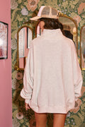 Oversized Mock Neck Tunic Sweatshirt by Boutique 23