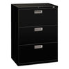 HON Brigade 600 Series Lateral File, 3 Legal/Letter-Size File Drawers, Black, 30" x 18" x 39.13"