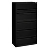 HON Brigade 700 Series Lateral File, 4 Legal/Letter-Size File Drawers, 1 File Shelf, 1 Post Shelf, Black, 36" x 18" x 64.25"