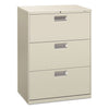 HON Brigade 600 Series Lateral File, 3 Legal/Letter-Size File Drawers, Light Gray, 30" x 18" x 39.13"