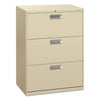 HON Brigade 600 Series Lateral File, 3 Legal/Letter-Size File Drawers, Putty, 30" x 18" x 39.13"