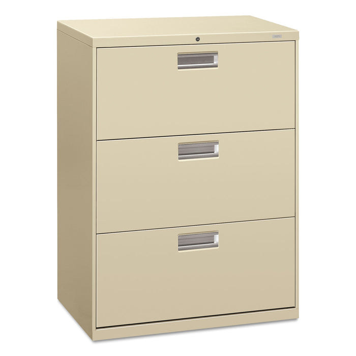 HON Brigade 600 Series Lateral File, 3 Legal/Letter-Size File Drawers, Putty, 30" x 18" x 39.13"