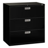 HON Brigade 600 Series Lateral File, 3 Legal/Letter-Size File Drawers, Black, 42" x 18" x 39.13"