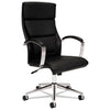 HON HVL105 Executive High-Back Leather Chair, Supports 250 lb, 17.5" to 20.25" Seat, Black Seat/Back, Polished Aluminum Base