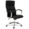 HON HVL105 Executive High-Back Leather Chair, Supports 250 lb, 17.5" to 20.25" Seat, Black Seat/Back, Polished Aluminum Base