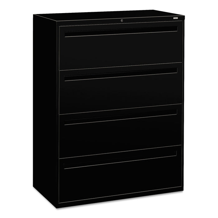 HON Brigade 700 Series Lateral File, 4 Legal/Letter-Size File Drawers, Black, 42" x 18" x 52.5"