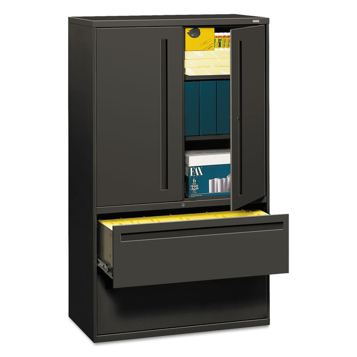 HON Brigade 700 Series Lateral File, Three-Shelf Enclosed Storage, 2 Legal/Letter-Size File Drawers, Charcoal, 42" x 18" x 64.25"