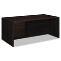 HON 10500 Series "L" Workstation Single Pedestal Desk with 3/4 Height Pedestal, 72" x 36" x 29.5", Mahogany
