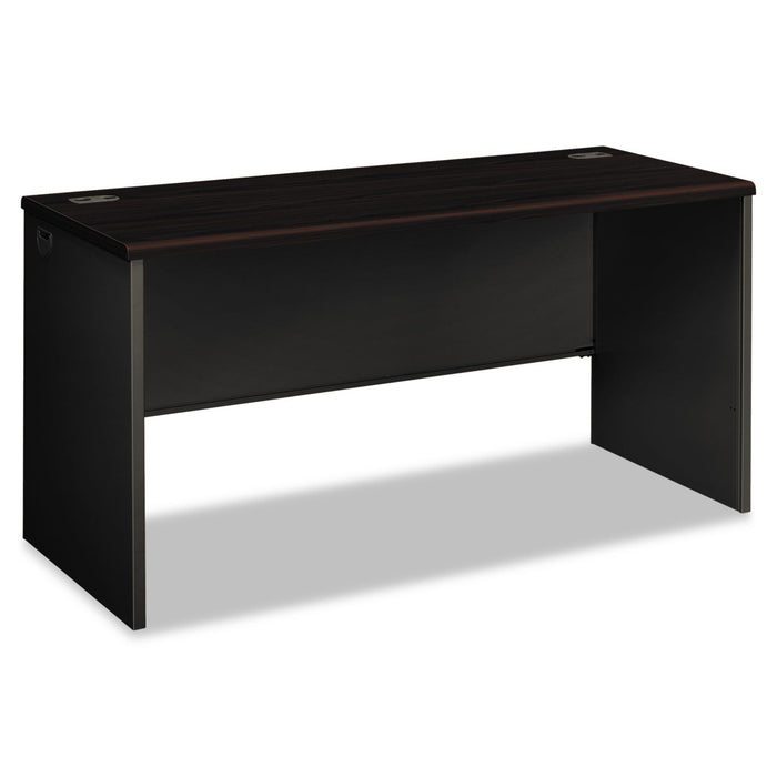 HON 38000 Series Desk Shell, 60w x 24d x 29.5h, Mahogany/Charcoal