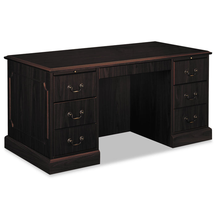 HON 94000 Series Double Pedestal Desk, 60" x 30" x 29.5", Mahogany