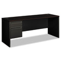 HON 38000 Series Left Pedestal Credenza, 72w x 24d x 29.5h, Mahogany/Charcoal