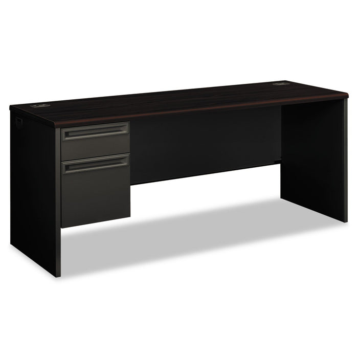 HON 38000 Series Left Pedestal Credenza, 72w x 24d x 29.5h, Mahogany/Charcoal