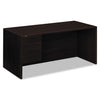 HON 10500 Series "L" Workstation Left Pedestal Desk, 66" x 30" x 29.5", Mahogany