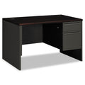 HON 38000 Series Right Pedestal Desk, 48" x 30" x 29.5", Mahogany/Charcoal