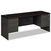 HON 38000 Series Kneespace Credenza, 72w x 24d x 29.5h, Mahogany/Charcoal