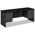 HON 38000 Series Kneespace Credenza, 72w x 24d x 29.5h, Mahogany/Charcoal