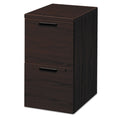 HON 10500 Series Mobile Pedestal File, Left or Right, 2 Legal/Letter-Size File Drawers, Mahogany, 15.75" x 22.75" x 28"