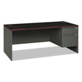 HON 38000 Series Right Pedestal Desk, 72" x 36" x 29.5", Mahogany/Charcoal