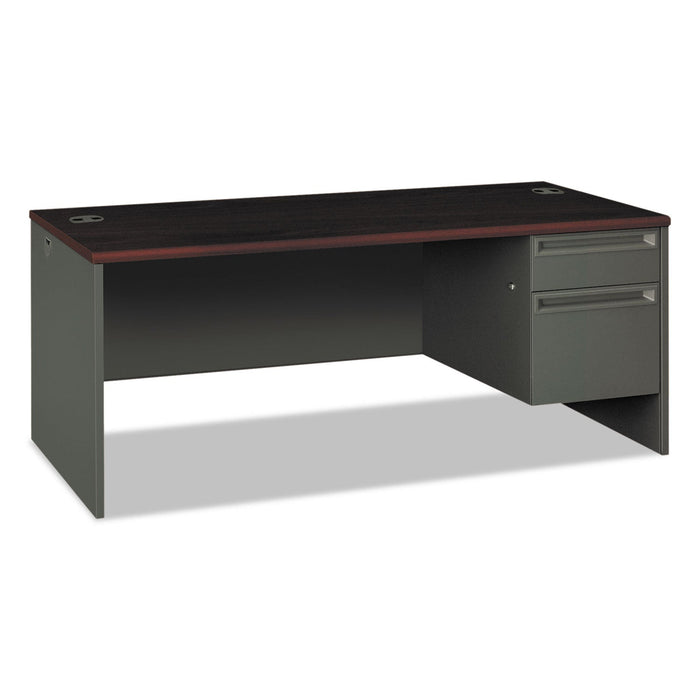 HON 38000 Series Right Pedestal Desk, 72" x 36" x 29.5", Mahogany/Charcoal