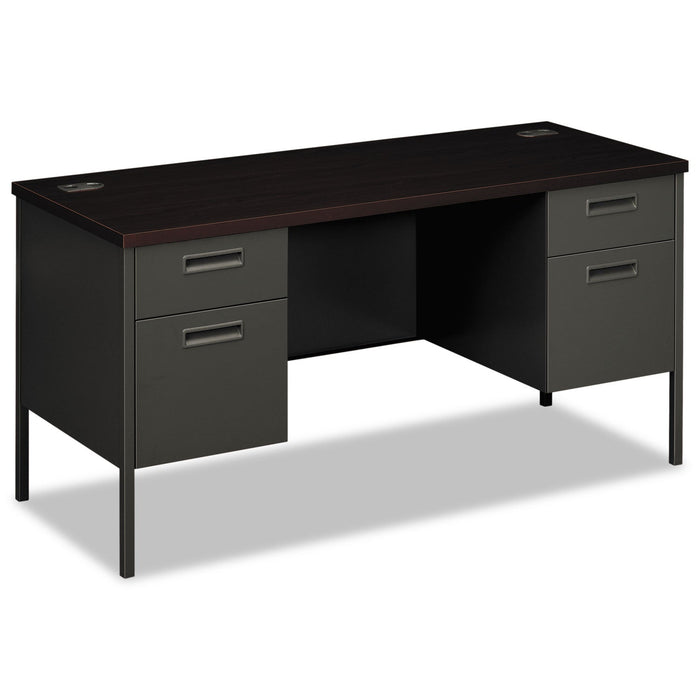 HON Metro Series Kneespace Credenza, 60w x 24d x 29.5h, Mahogany/Charcoal
