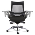 Alera EB-W Series Pivot Arm Multifunction Mesh Chair, Supports 275 lb, 18.62" to 22.32" Seat, Black Seat/Back, Aluminum Base