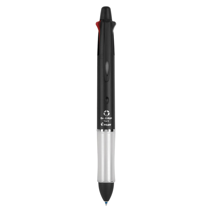 Pilot Dr. Grip 4 + 1 Multi-Color Ballpoint Pen/Pencil, Retractable, 0.7 mm Pen/0.5mm Pencil, Black/Blue/Green/Red Ink, Black Barrel