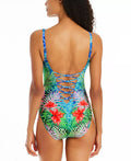 Blue Rod Tropical Flight High Neck One Piece Swimsuit, Size 6 by Vanessa Jane