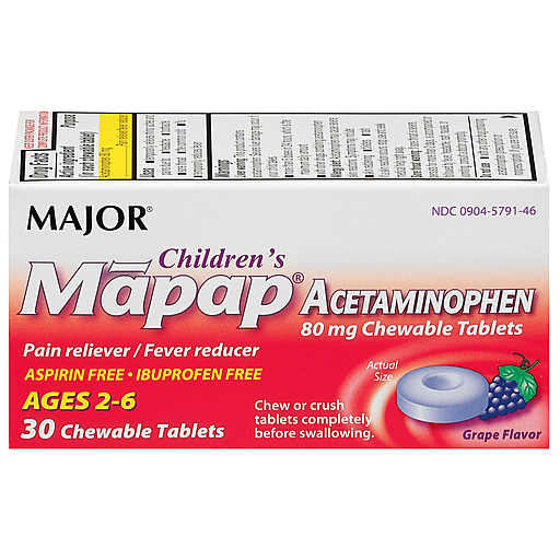 Major Children's Mapap Grape Acetaminophen Rapid Tablets, Ages 2-6, 80 Mg by Pasteur Pharmacy